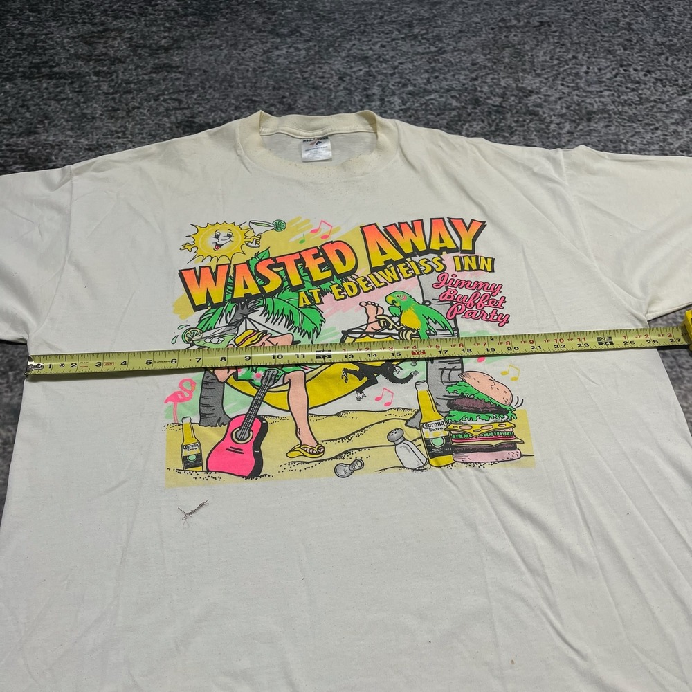 Vintage Jimmy Buffet Wasted Away T Shirt Mens‎ XXL White Music Concert - Picture 10 of 13
